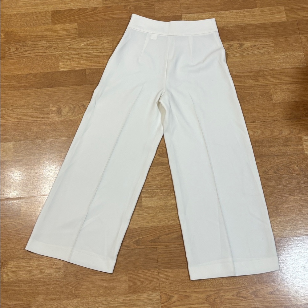 Zara Cream Wide-Leg Trousers